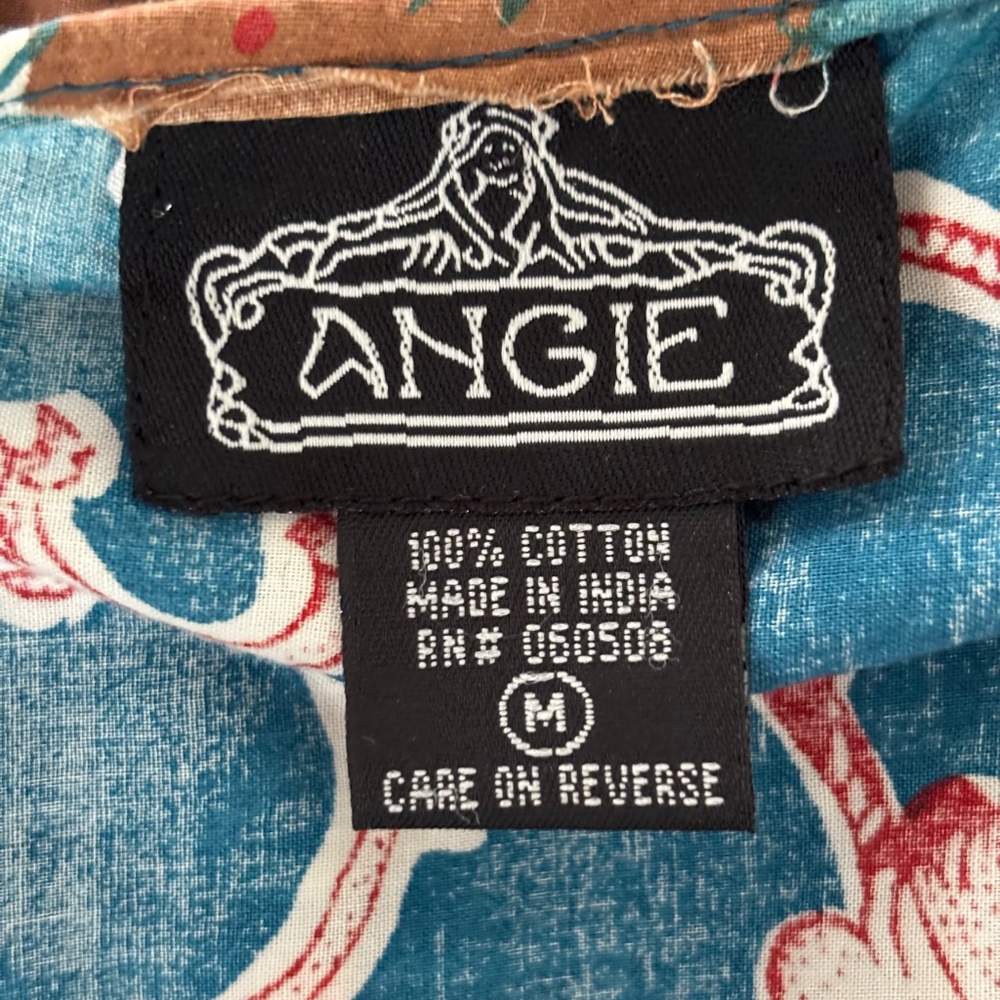 Angie Boho Floral Halter Mini Dress Tiered Cotton M - Picture 6 of 7